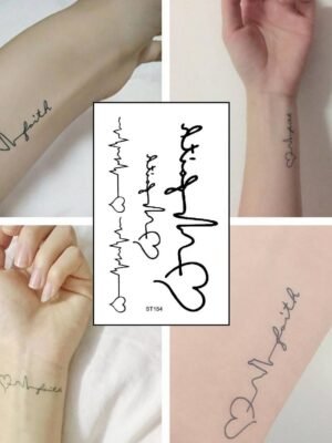 ECG Love Corrugated Geometric Tattoo Sticker Cute Transfer Stickers