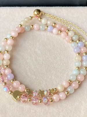 Multi Layer Bracelet With Morganite Chalcedony Matching