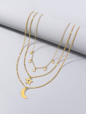 Personality, stars, Moon, multiple necklaces