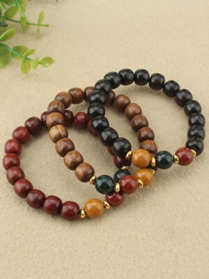 Retro African Blackwood Bracelet Rosary Old Barrel Beads
