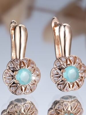 Round BW1 Diamond Edge White Diamond Hollow Flower Ear Clips